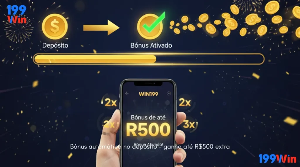Bônus automático no depósito - ganhe até R$500 extra