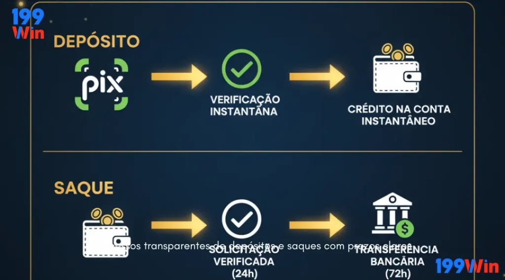 Processos transparentes de depósitos e saques com prazos claros